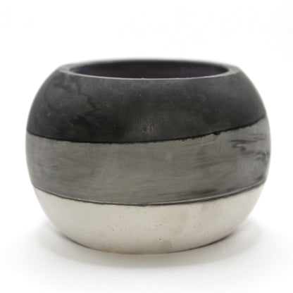 Handcrafted Ecocrete candle holder featuring the White grey and black colors of the Asexual pride flag, elegantly blended together. Set against a clean white background, this unique design celebrates identity and personal expression. Perfect for LGBTQ+ decor, pride gifts, and home ambiance."